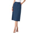 thumbnail image 4 of INSPIRE CHIC Cotton Linen Midi Skirt for Women Casual Back Slit High Waisted Skirt with Pockets XS Dark Blue, 4 of 5