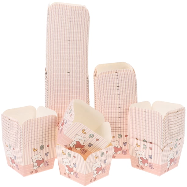 100 moldes cuadrados de papel para cupcakes, desechables, resistentes al calor.