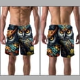 thumbnail image 3 of luoweisi Men's Beach Shorts Quick Dry Swim Trunks with Mesh Lining Cartoon Owl M, 3 of 5