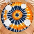 thumbnail image 2 of Orange Blue Tie Dye Mandala Pattern Round Fitted Tablecloth with Elastic Edge,Dining Table Cover Waterproof,Outdoor Round Tablecloth for Camping,Dining,Indoor and Outdoor, 2 of 7