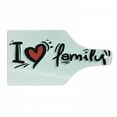 thumbnail image 1 of Family Cutting Board, I Heart Family Writing Pictogram Style Art with Dots Happiness, Decorative Tempered Glass Cutting and Serving Board, Wine Bottle Shape, Black Red White, by Ambesonne, 1 of 1