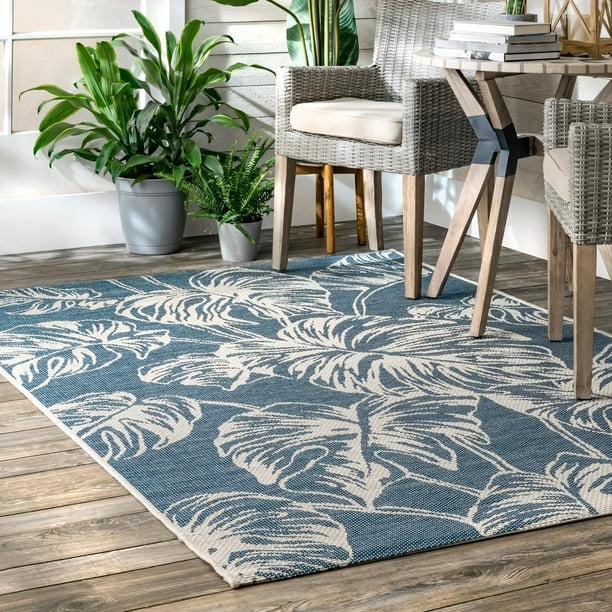Nuloom Belle Palm Leaves Indoor Outdoor Area Rug Com Nuloom Belle Palm Leaves Indoor Outdoor, Amber Turquoise Pink Indoor Outdoor Rug
