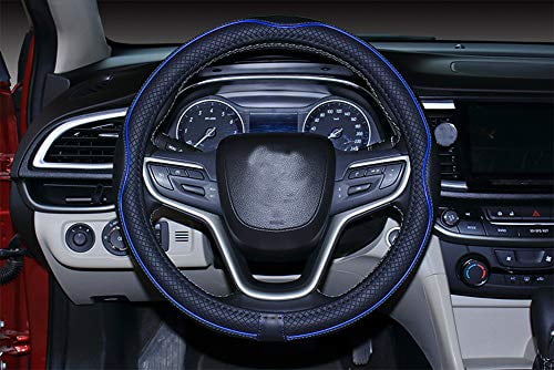 Black Blue, 15.25-16 Mayco Bell New Microfiber Leather Steering Wheel Cover for Truck Tundra 