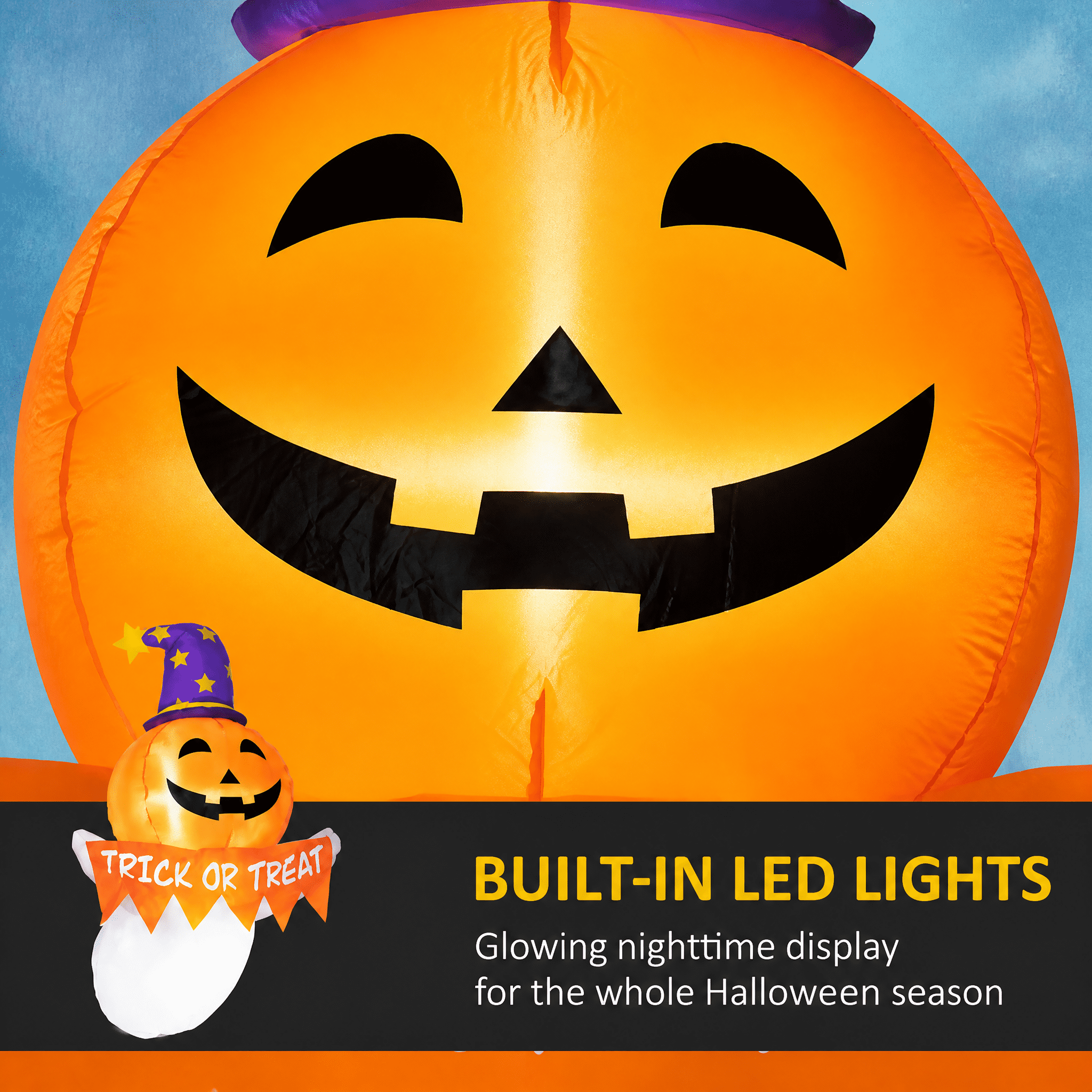 Inflatable Halloween Window Sticker Ghost 41.3 Inch with LEDs Suction Cups for Outdoor Decor