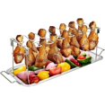 thumbnail image 1 of Rejilla para patas de pollo con 14 ranuras, soporte para asador de metal de acero inoxidable con bandeja de goteo para parrilla u horno ahumador, apto para lavavajillas, antiadherente, ideal, 1 of 5