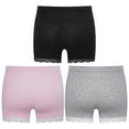 thumbnail image 2 of YONGHS Kids Girls 3 Pack Bike Shorts Solid Color Dance Gym Yoga Sports Bike Shorts Pink&Gray&Black 7-8, 2 of 4