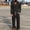 Black, variant on mihongmao Cruise Outfits for Men 2026 Men's Solid Color Long Sleeved Half Button Outdoor Elastic Waist Drawstring Pants Corduroy Pocket Sports Suit Gray 3X