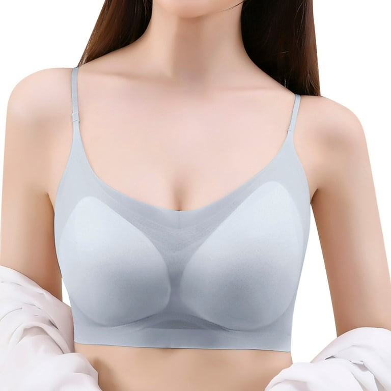 Strapless Push up Bras for Women 3/4Thin Seamless Ice Silk Sling Beauty  Vest Thin Shoulder Strap Tube Top Support Bra for Women Full Coverage and  Lift Gray XXL 