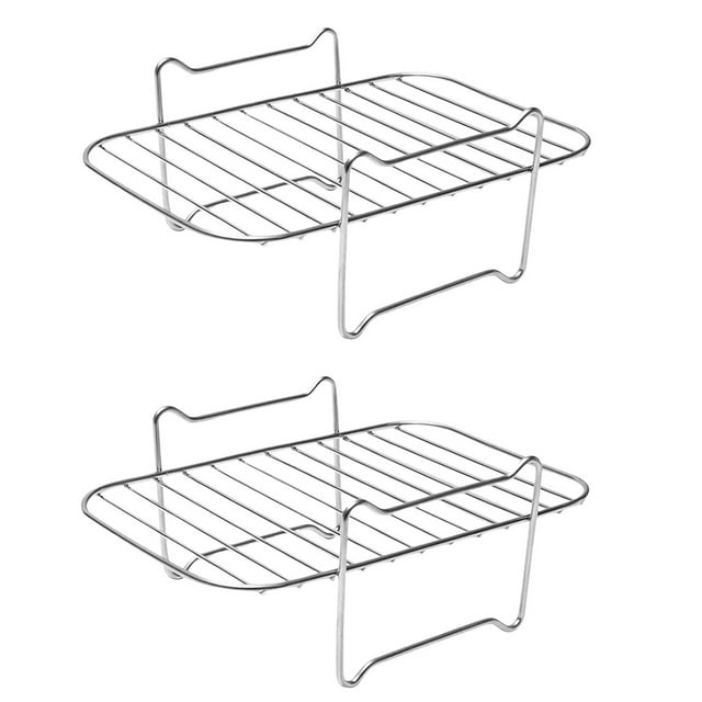 2X Fryer Rack for Ninja DZ201/DZ401 Foodi Accessories Stainless Steel Multi-Layer Stackable Dehydrator Rack