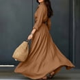 thumbnail image 4 of Aimik Women's Long Sleeve Button Down Maxi Shirt Dress Belted V-Neck Loose Fit Casual Flowy Maxi Dress, 4 of 6