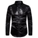 thumbnail image 3 of Camisas De Vestir Para Hombre Manga Larga Camisa de blusa de manga larga con cuello vuelto y botones para hombre (Black, M), 3 of 4