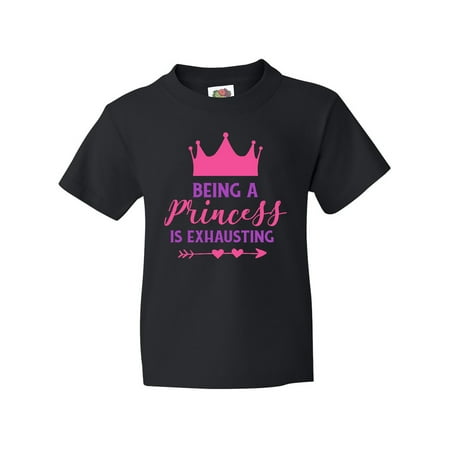 Inktastic Being a Princess is Exhausting  Crown  Hearts Youth T-Shirt