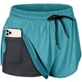 Women 2 in 1 Running Shorts Double Layer Athletic Yoga Workout Shorts