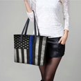 thumbnail image 6 of Police Flag Woman Leather Handbags Large Tote Bag Fashion Portable Handbags With Zipper, 6 of 7