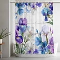 thumbnail image 5 of Spring Flowers Long Shower Curtain Set, Waterproof Shower Curtains for Bathroom, Watercolor Garden Florals Wooden Grain Washable Fabric Bath Curtain for Bathtub Decoration with Hooks 72x84 Inches, 5 of 9