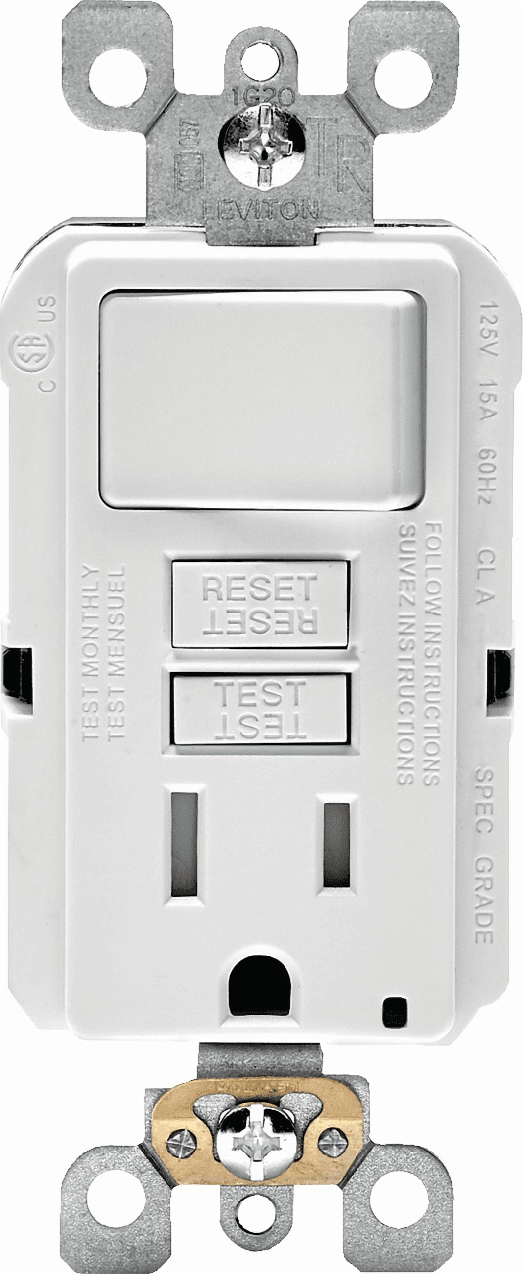 Leviton Tamper-Resistant GFCI Receptacle in White — UL Listed for US Residential Electrical Code Compliance, Drop-in NEC-Standard Wiring