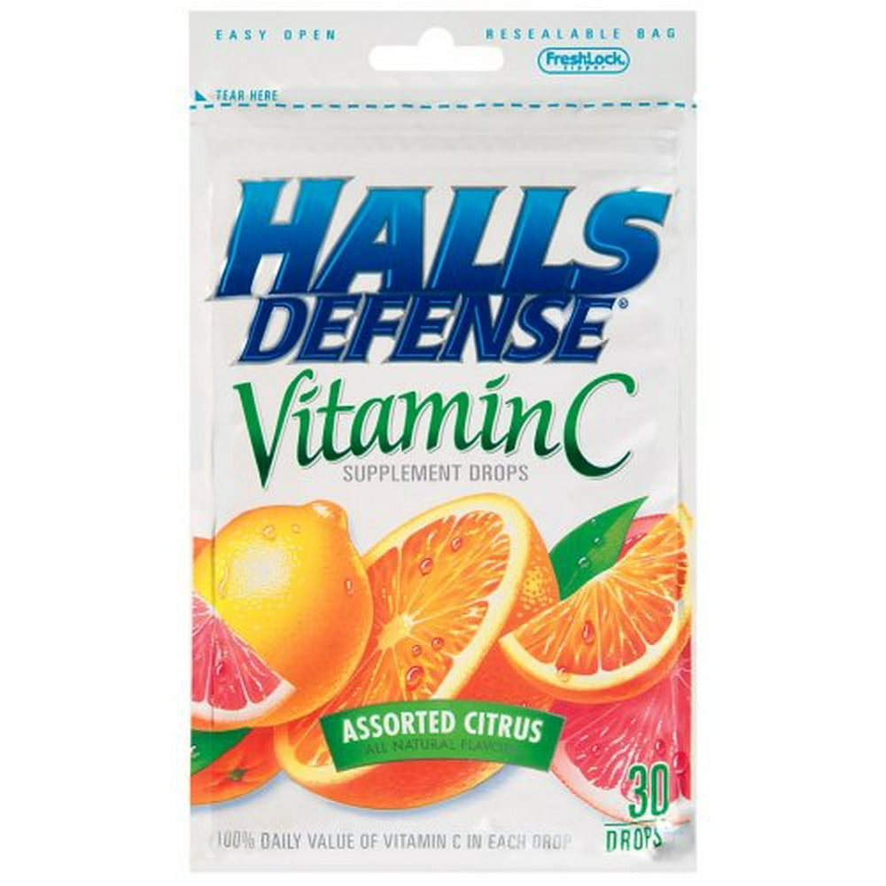 48 PACKS Halls Defense Vitamin C Assorted Citrus Supplement Drops 30 Drops