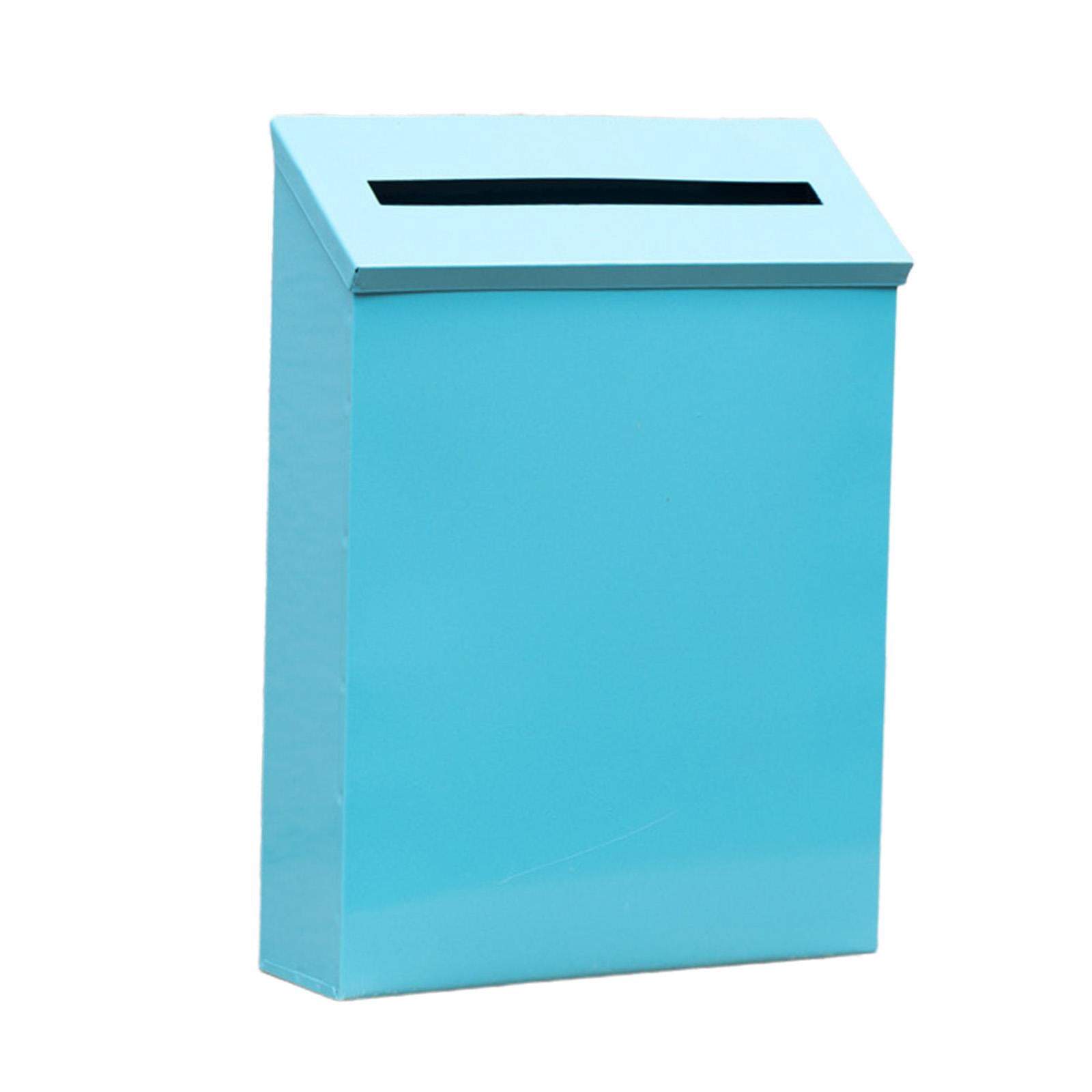 Wall Mount Mailbox Drop Box Newspaper Holder Box Decorative Rainproof Letterbox Metal Postbox for Home Office Outdoor Gate Decoration Blue