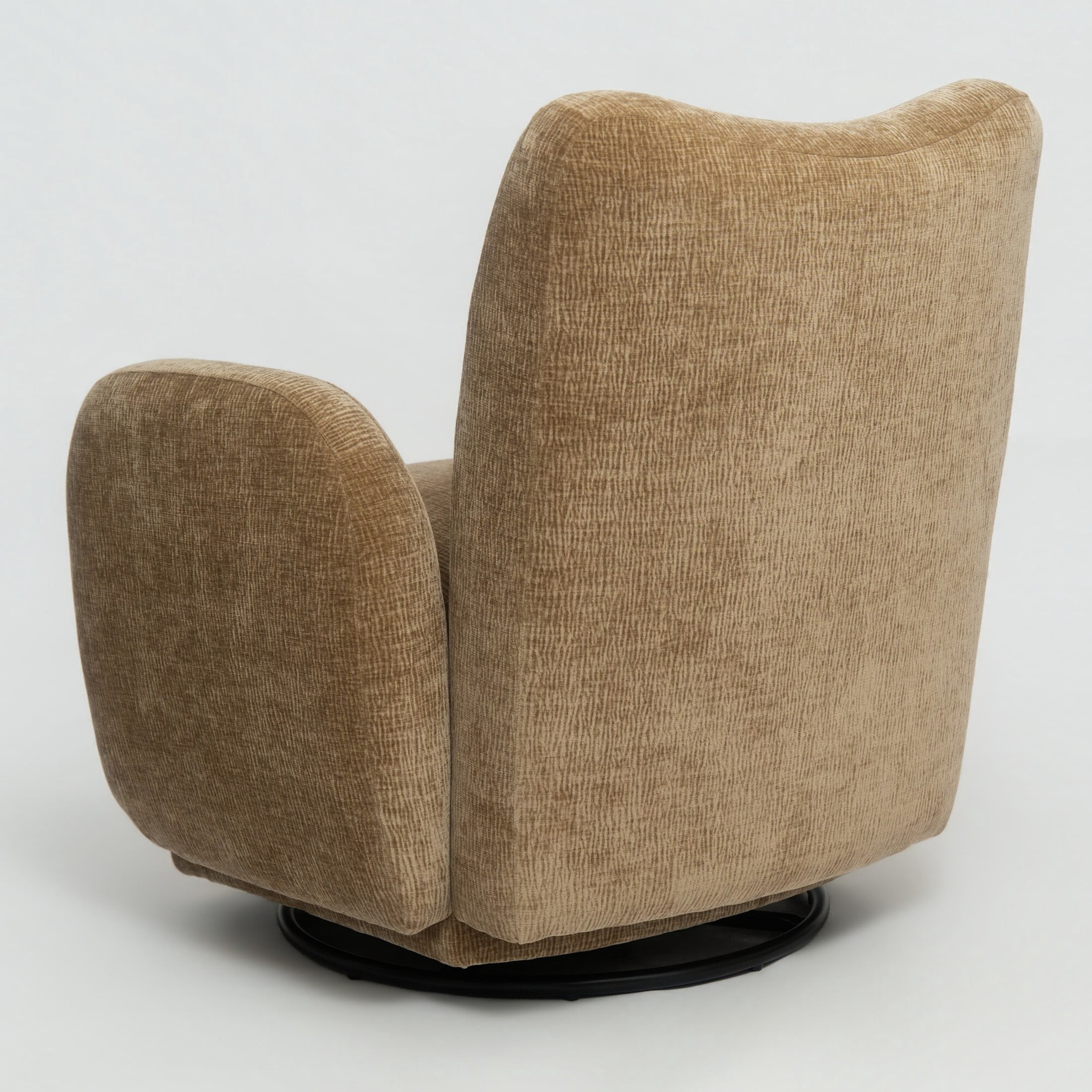 Noble House Gabryle 360° Swivel Accent Chair, Luxurious Chenille Upholstered Barrel Chair, Living Room, Camel
