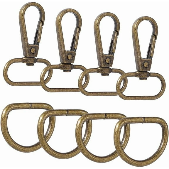1 Box 10 Sets 20Pcs Swivel Snap Hooks 1 Inch Lobster Claw Clasp and D Ring Bulk Alloy Metal Bronze Push Gate Oval Trigger Snap Hook Clasps DIY