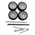 thumbnail image 3 of Kokiya 4 Pieces RC Car Wheels and Tires RC Alloy Car Accessories RC Part for 1/64 Scale White C, 3 of 9