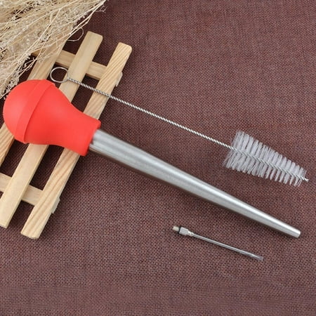 Stainless Steel Baster - Deluxe Stainless Steel Baster with Injector and Cleaning Brush Turkey Thanksgiving Turkey