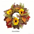 thumbnail image 2 of HHJZPR Artificial Sunflower Candle Ring Wreath,9.84 Inch Fall Mini Wreath for Jar Candle Lantern Thanksgiving Harvest Table Centerpiece Decor, 2 of 6