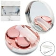 thumbnail image 2 of Lot de 2 Étui pour Lentilles de Contact, Trousse d'Outils Portable pour Enlever les Lentilles Colorées de Contacts Mignons avec Miroir pour Voyage (Or Rose, Rond+carré), 2 of 6