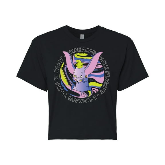 Disney - Dumbo - Dreams Take Flight - Juniors Cropped Cotton Blend T-Shirt