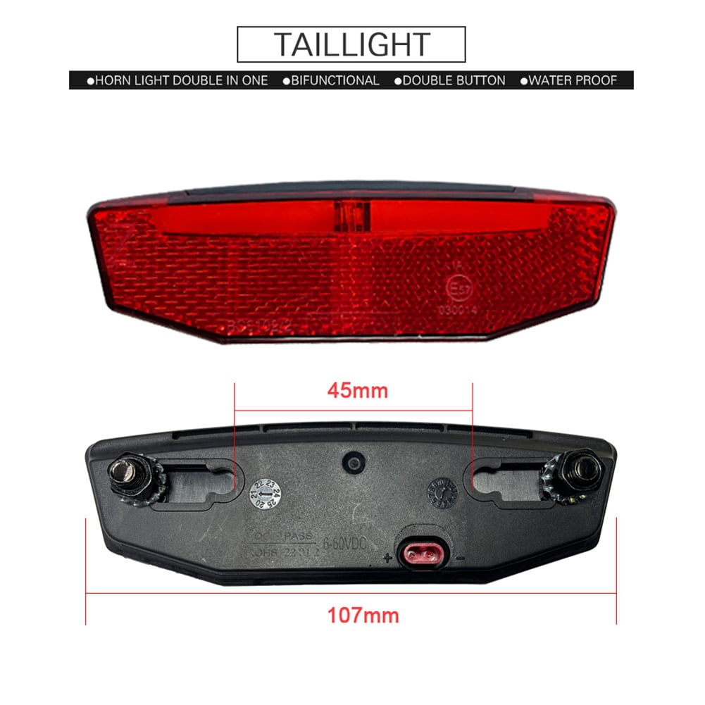 EBike Headlight Electric Bike 12/24/36/48/60/72V Headlight Front Tail