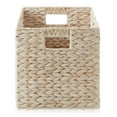 thumbnail image 4 of Casafield 10.5" x 10.5" Water Hyacinth Storage Baskets, Whitewash, Set of 4 Collapsible Cubes, Handwoven Organizer BIns for Bathroom, Bedroom, Laundry, 4 of 7