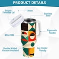 thumbnail image 2 of Yayeee 40oz Stainless Steel Tumbler with Straw and Handle Double-Wall Insulated Travel Water Bottle, Beige Geometric, 2 of 8