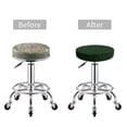 thumbnail image 6 of Picia Emerald Green Sparkling pattern Round Stool Covers Comfy Seat Covers Stretch Removable WashableChair Slipcover Round Bar Chair Cushion Cover-14 inch, 6 of 7