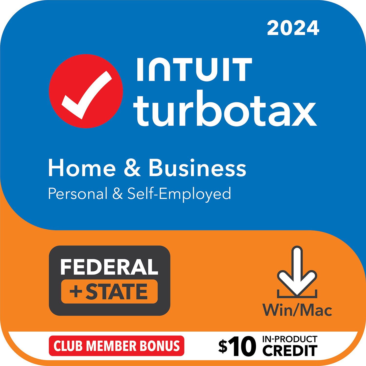 Intuit TurboTax Home & Business 2024 Email Delivery, Federal and State  Returns + Federal E-file with $10 in-product credit