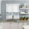 thumbnail image 6 of Spring Summer Curtain Valance and Tier Curtain Set 3PCS Rod Pocket Pastoral Colorful Eucalyptus Leaves and Flowers Blue Valances for Windows Kitchen Cafe Valance Curtains 24 Inch Length Tier Valance, 6 of 6