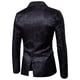 thumbnail image 2 of Yynuda Vestido de fiesta de 2 piezas para hombre Traje con solapa con muesca y un botón con estampado de textura oscura brillante (blazer + pantalón), 2 of 3