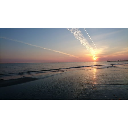 Glass 14' Strand - Canvas Print Sonnenaufgang Strand Wangerooge Himmel Meer Stretched Canvas 10 x 14
