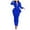 Blue, variant on Women Suits Sets Fashion Solid V-neck Ruffles Patchwork Long Sleeve Coat Pants Suit