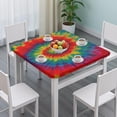 thumbnail image 3 of Colorful Tie Dye Pattern Square Fitted Tablecloth with Elastic Edge,Square Table Cover,Washable Elastic Table Cover for Home Kitchen Party Decor 34"x34", 3 of 6