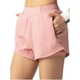 thumbnail image 4 of Women's Elastic Waist Casual Running Shorts with Pockets, Pink, Medium, 4 of 6