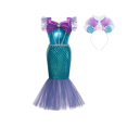 thumbnail image 3 of Vestido de la Sirenita Ariel para niña, disfraz de Halloween, ropa de fiesta de cumpleaños, Carnaval, Verano, 3 of 5