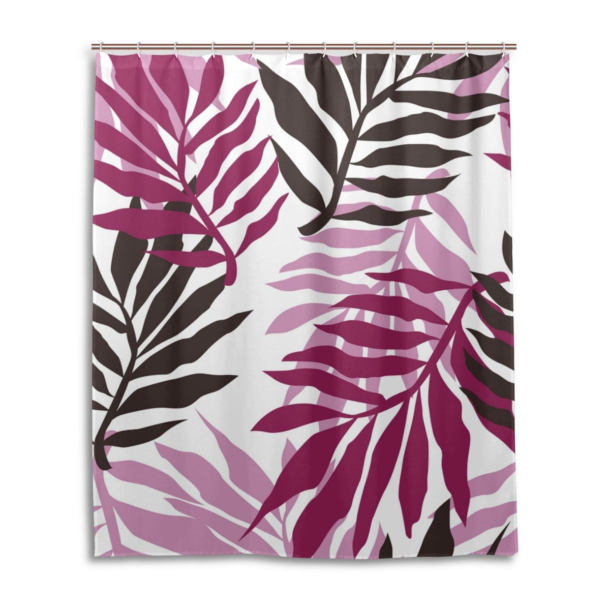 POPCreation Tropical Purple Leaves Modern Shower Curtains Hooks Mildew