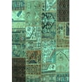 thumbnail image 1 of Ahgly Company Machine Washable Indoor Rectangle Patchwork Turquoise Blue Transitional Area Rugs, 7' x 10', 1 of 4