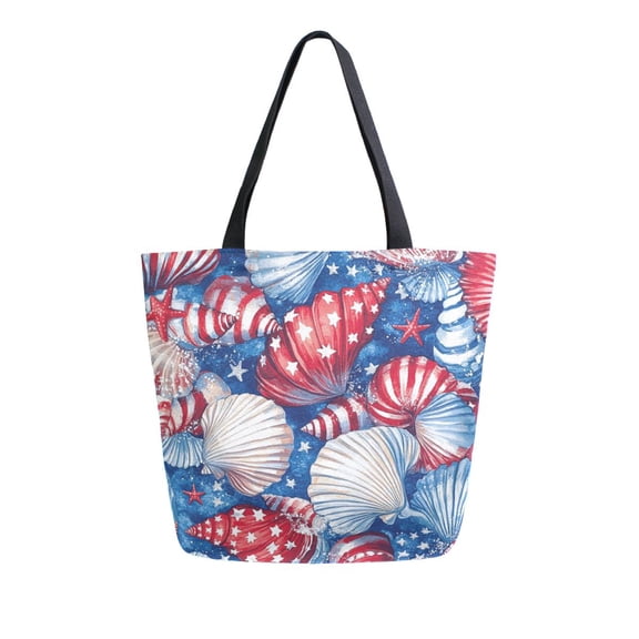 DIXRUYEE Tote Bag Women Weekender Travel Bag Shoulder Handbag Patriotic Seashells Printed
