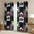 thumbnail image 2 of Homewish Jungle Adventure Kids Blackout Curtains Set of 2 (52x84 Each), Red Blue Patchwork Window Curtains, Rustic Bear Deer Curtains and Drapes, Curtains and Drapes Decor, 2 of 6