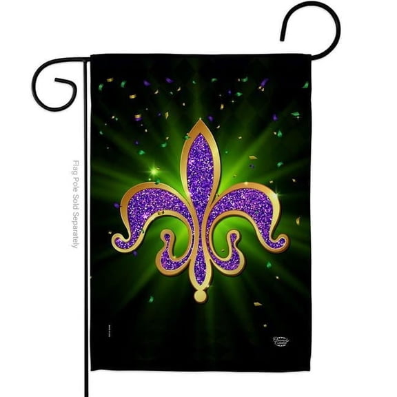 Ornament Collection G192436-BO 13 x 18.5 in. Fleur De Lis Garden Flag with Spring Mardi Gras Double-Sided Decorative Vertical Flags House Decoration Banner Yard Gift