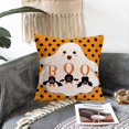 thumbnail image 3 of Set of 4 Halloween Skeleton Boo Cushion Covers, 18" x 18" Sofa Decorative Pillow Case, Halloween Decoration, Indoor Outdoor Decorative Pillow Case, 3 of 5
