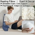 thumbnail image 5 of Reading Pillow for Bed with High Arm Rests,Back Support Pillow for Sitting Up in Bed with Shredded Memory Foam for Reading, TV, Gaming or Relaxing on Floor（Dark Blue, Small）, 5 of 12