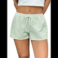 thumbnail image 1 of Pantalones Cortos Tipo Bóxer de Verano con Cintura Elástica, Cordón Ajustable y Estampado de Rayas para Mujer. Verde L, 1 of 7
