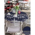 thumbnail image 5 of Outdoor Tablecloths with Umbrella Hole & Zipper, Boho Navy Blue Flower Round Tablecloths 60 Inch, Abstract Bohemia Pesley Floral Waterproof Table Cloth, Patio/Pool/Picnic Table Covers, 5 of 8